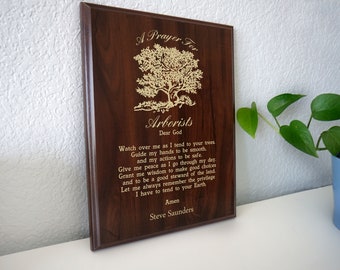 Arborist Prayer Plaque | Personalized Arborists Gift | Tree Surgeon's Prayer for An Arboriculturist on Arborist Appreciation Day