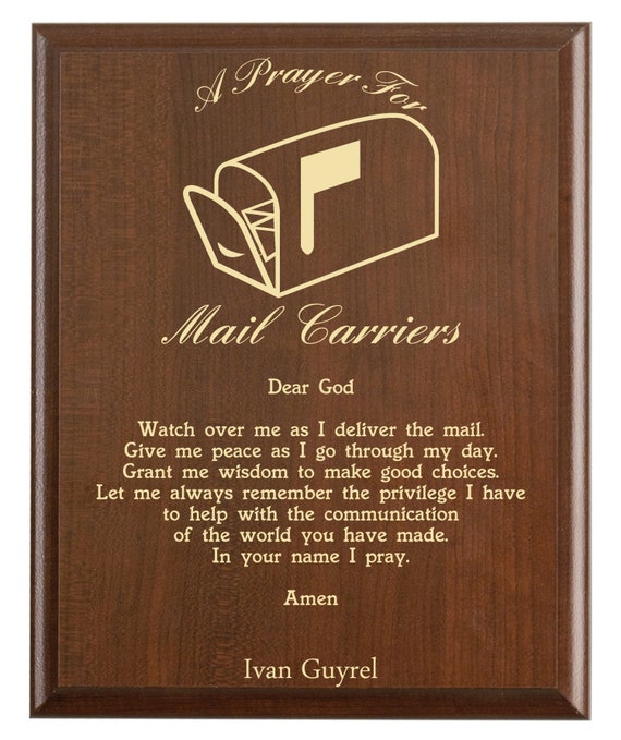 Mail Carrier Prayer Plaque Personalized Mail Carriers or Etsy