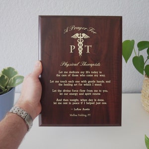 Physical Therapist Prayer Plaque | Determination Rebuilding Strength ...