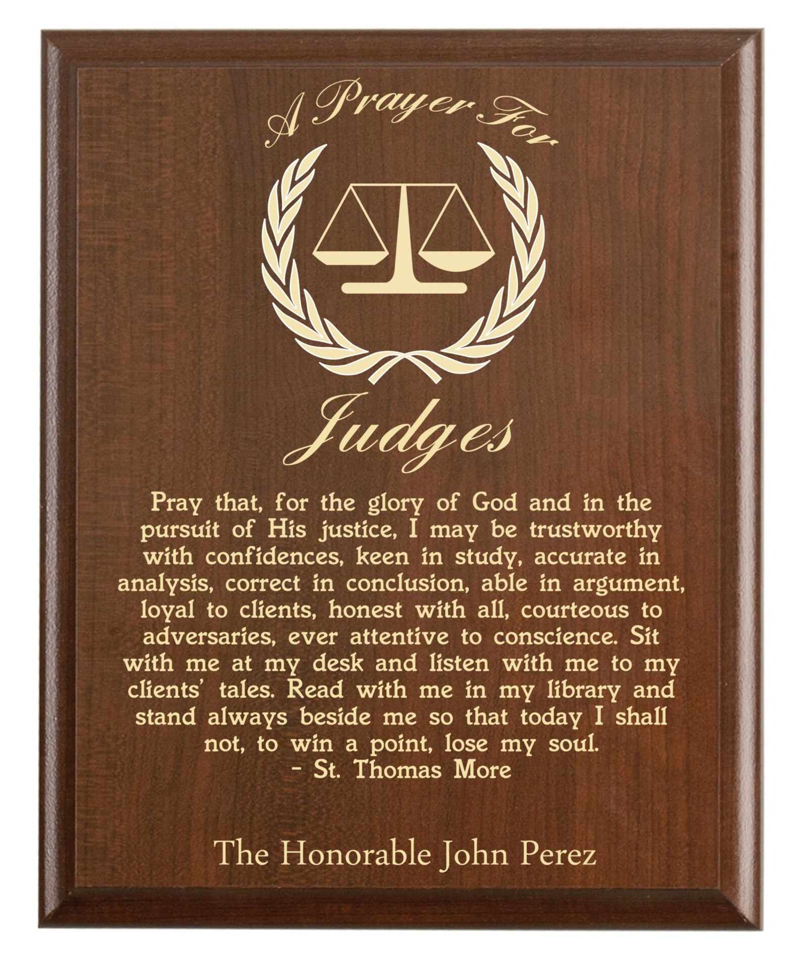 Judge Prayer Plaque Legal Gift Personalized Christian Etsy