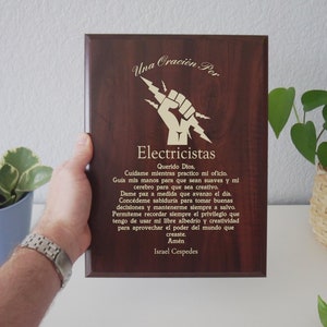 Placa de Oración Para Electricistas Regalo Personalizado Electricista Apreciación, Gracias, y Reconocimiento image 2