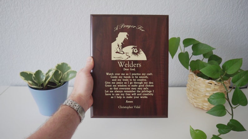 Welder Prayer Plaque | Protection Joining Metal Where Sparks Fly and Heat Burns image 2