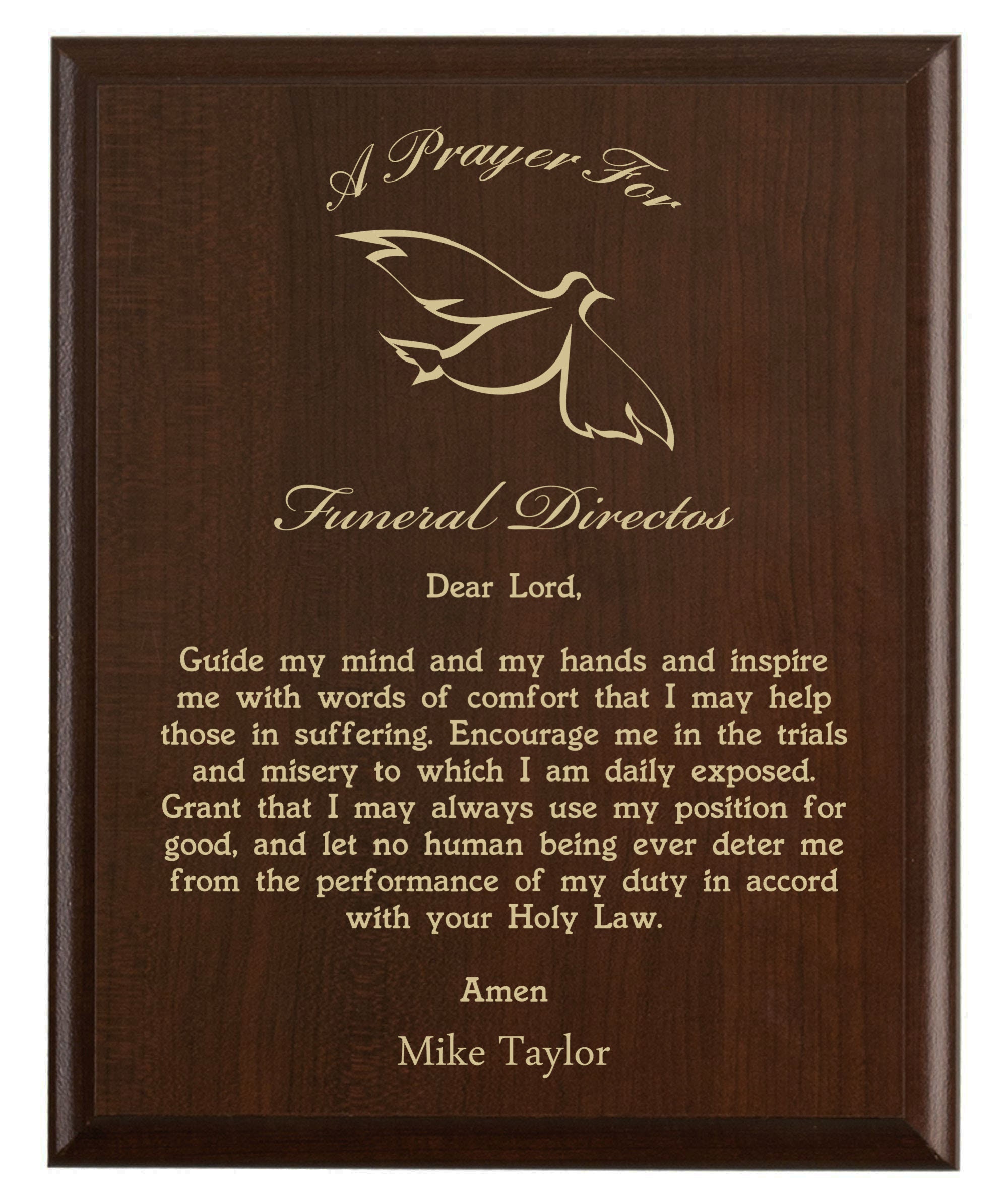 Funeral Director Prayer Plaque | Strength for the Soul Carrying Grief ...
