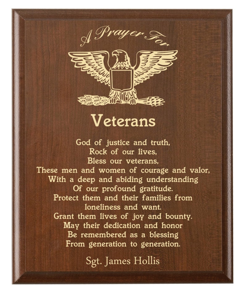 Military Veteran Prayer Plaque Personalized Veterans Gift Etsy