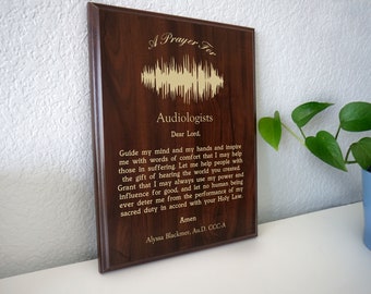 Audiologist Prayer Plaque | Personalized Audiologists Day Gift | Student Graduation AuD | Audiologist's Prayer as Appreciation & Recognition