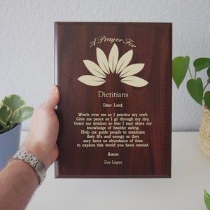 Dietitian Prayer Plaque Personalized Dietitian's Gift A Prayer for Healthy Eating on National Dietitians Day image 2