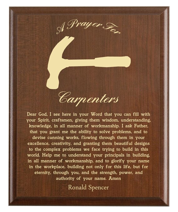 Carpenters Prayer Plaque Personalized Carpentry or Builders Etsy