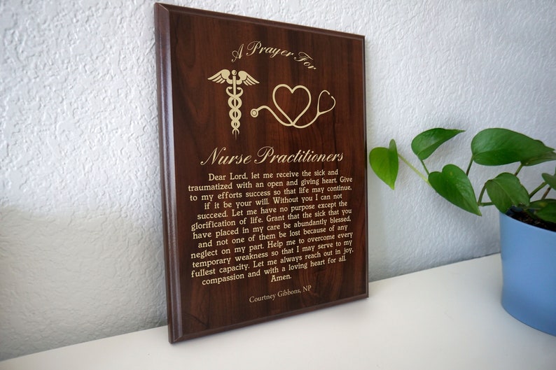 Nurse Practitioner Prayer Plaque Personalized NP CRNP Nursing Practitioner Gift A Nurse Practitioner's Prayer on NP Week image 1