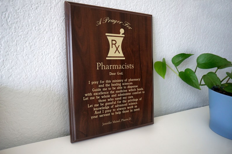 Pharmacists Prayer Plaque Personalized Pharmacy Gift for School or PharmD Graduation A Pharmacist's Prayer on National Pharmacist Day image 1