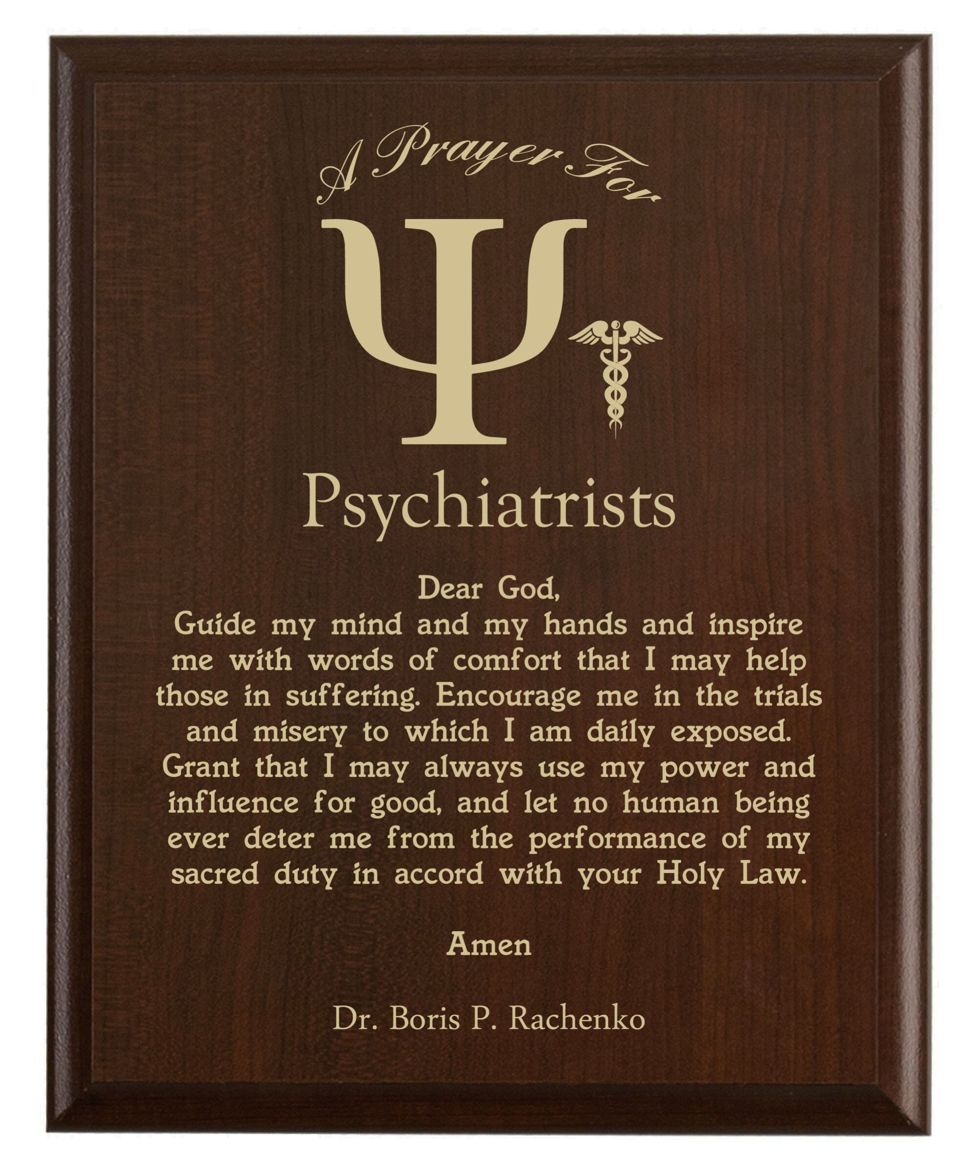 Psychiatrist Prayer Plaque | Compassion Healing Minds Carrying Darkness ...