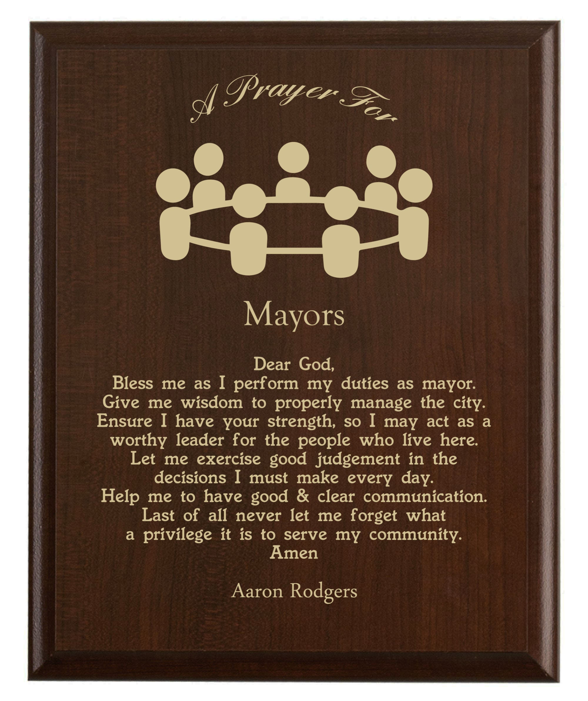 Lectern Sign Mayor City Mayor Prayer Plaque | Leadership Guiding Towns Through Challenges ...