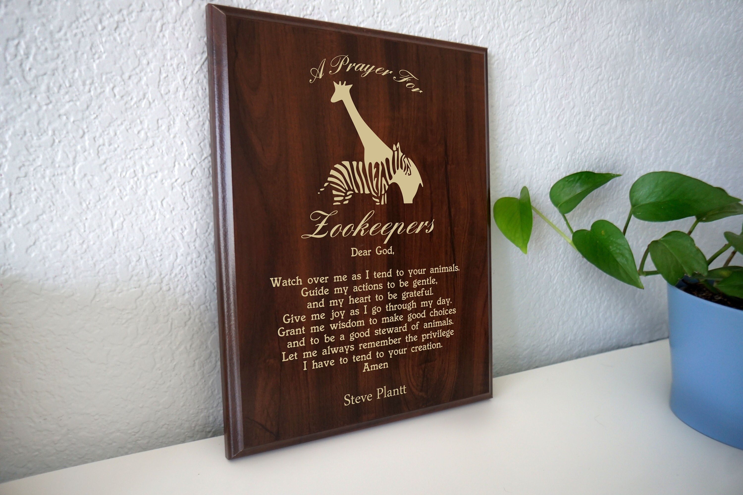 Zookeepers Prayer Plaque Personalized Zoology Gift for - Etsy Finland