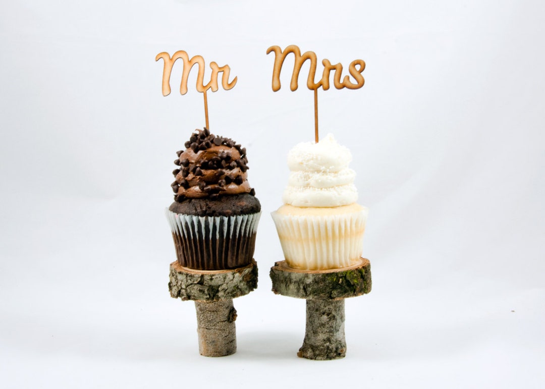 Mr & Mrs Wedding Cupcake Toppers CUTOUT Wedding Cupcake Cake Toppers