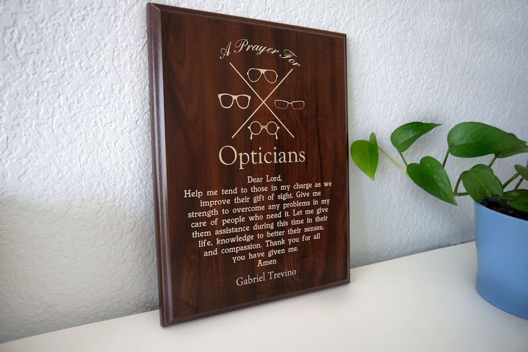 Optician Prayer Plaque Personalized Opticians Gift Dispensing Optician