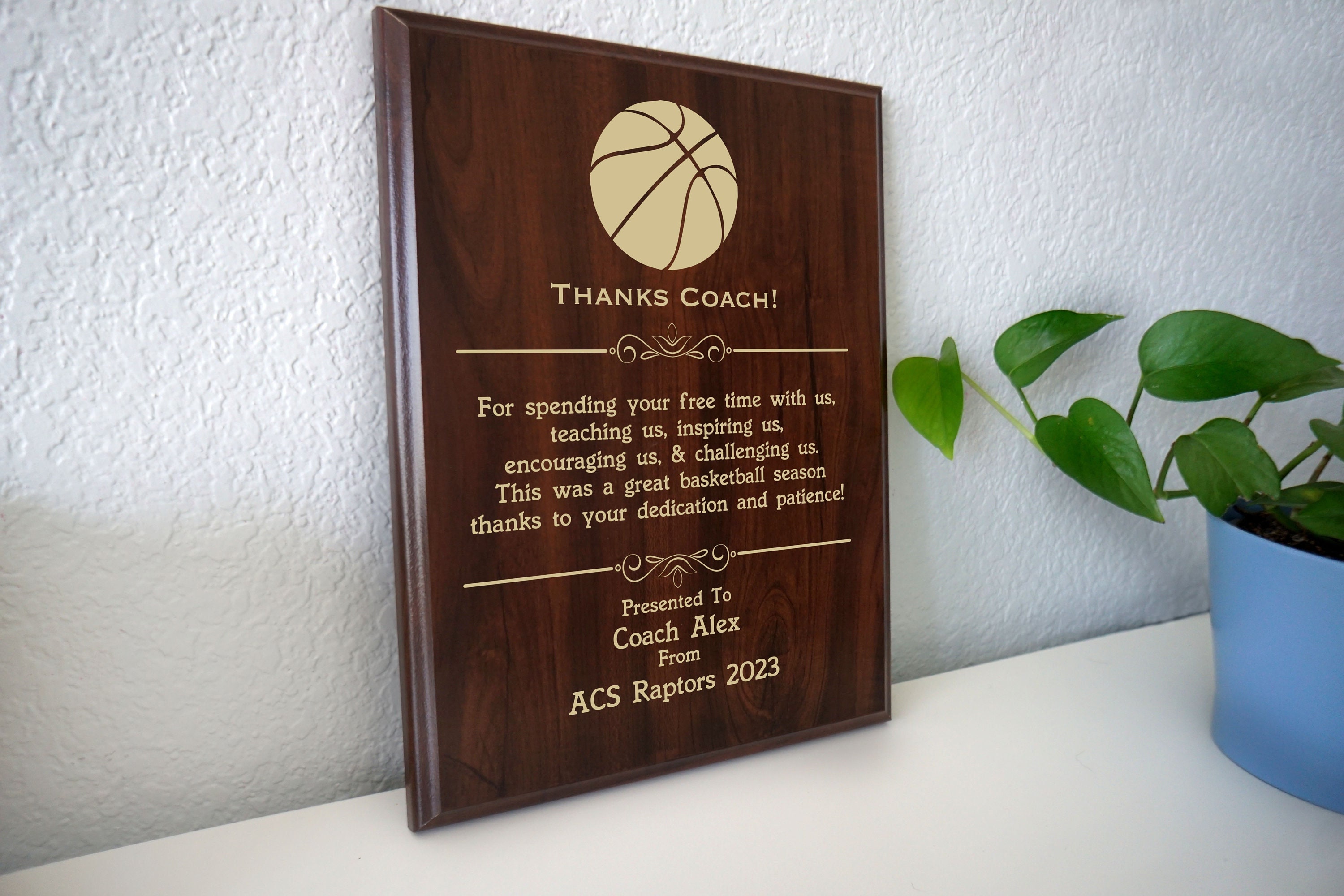Plaque for Basketball Coach Etsy