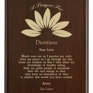 Dietitian Prayer Plaque Personalized Dietitian's Gift A Prayer for Healthy Eating on National Dietitians Day image 3