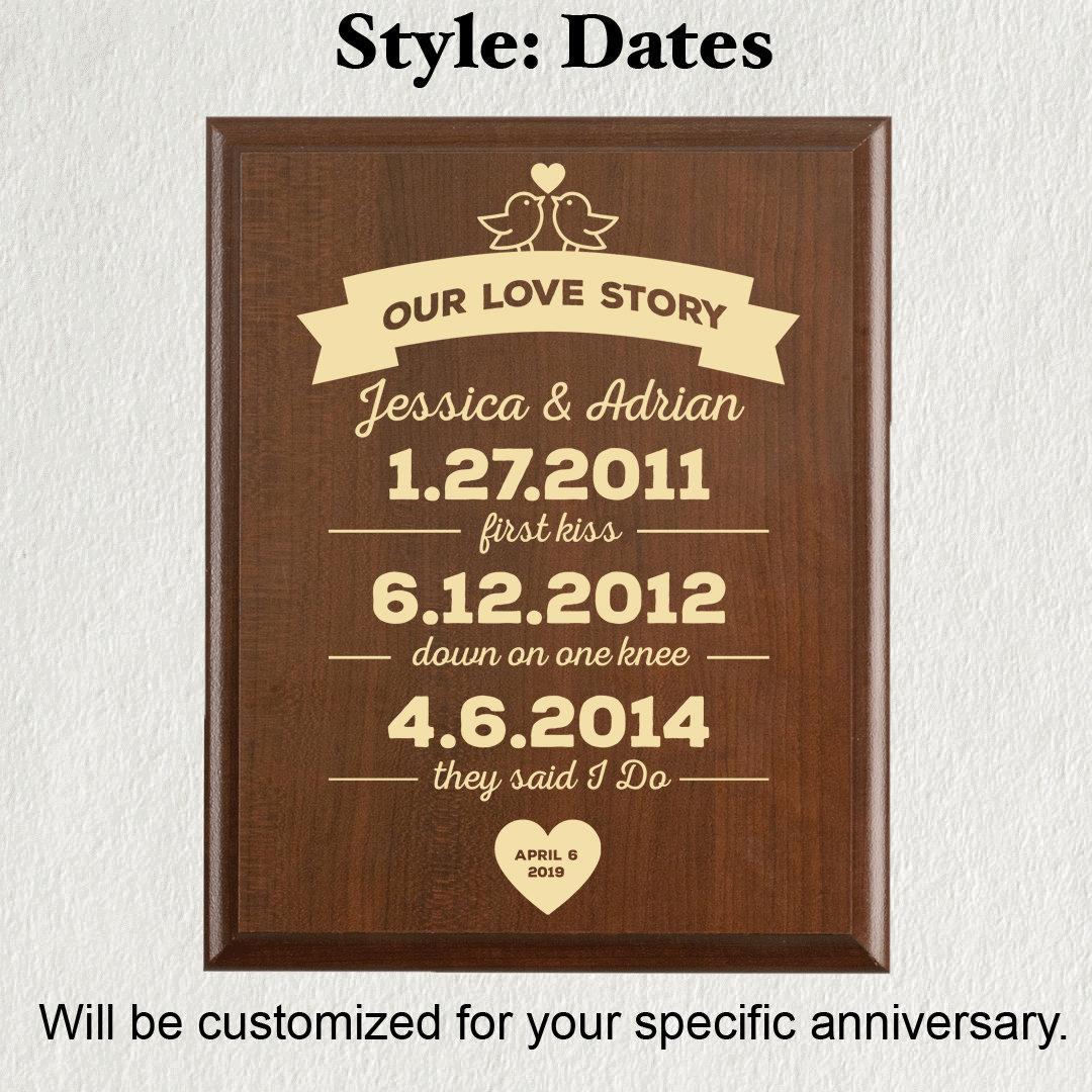 Targa In Legno Per 2° Anniversario - Regalo Coppia, Design Romantico, Diametro 15cm, Legno Massello - Foto 10