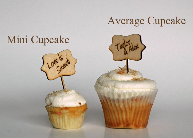 Wood Cupcake Toppers Custom Engraved for Wedding Birthday Etsy