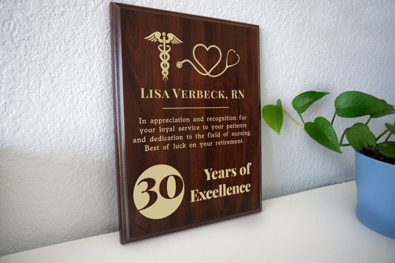 Nurse Retirement Award | Retiring Nurses Plaque Award | Personalized for a Retired RN, LVN, NP or any Healthcare Worker