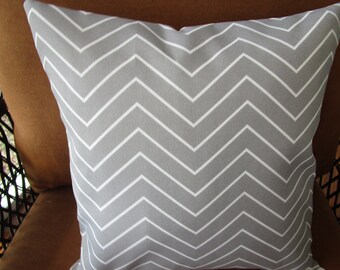 Gray OUTDOOR Pillow Cover Chevron Decorative Patio Porch Accent Throw TOSS Pillow Cover Gray White