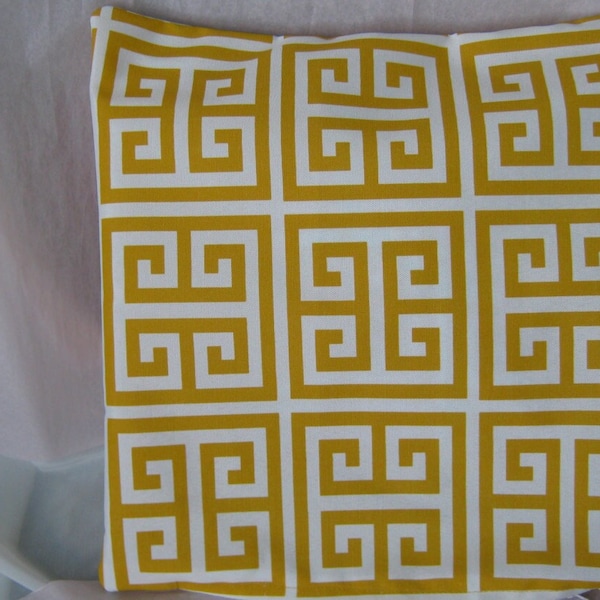 CLEARANCE Yellow OUTDOOR Pillow Cover Patio Porch Decorative Accent Throw TOSS Deck Chair Pillow Cover Modern Geometric Greek Key