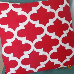 Valentine Outdoor Pillow Cover: Red White Geometric Mosaic Cushion