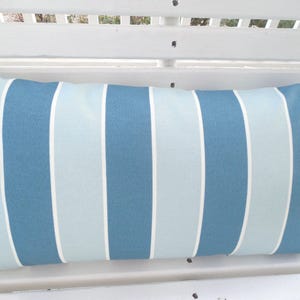 Blue Stripe Outdoor Pillow Cover: Patio Porch Decor