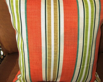 FALL Orange OUTDOOR Pillow Cover Stripe Decorative Accent Throw TOSS Pillow Patio Porch Deck Chair Cushion Autumn Pillow