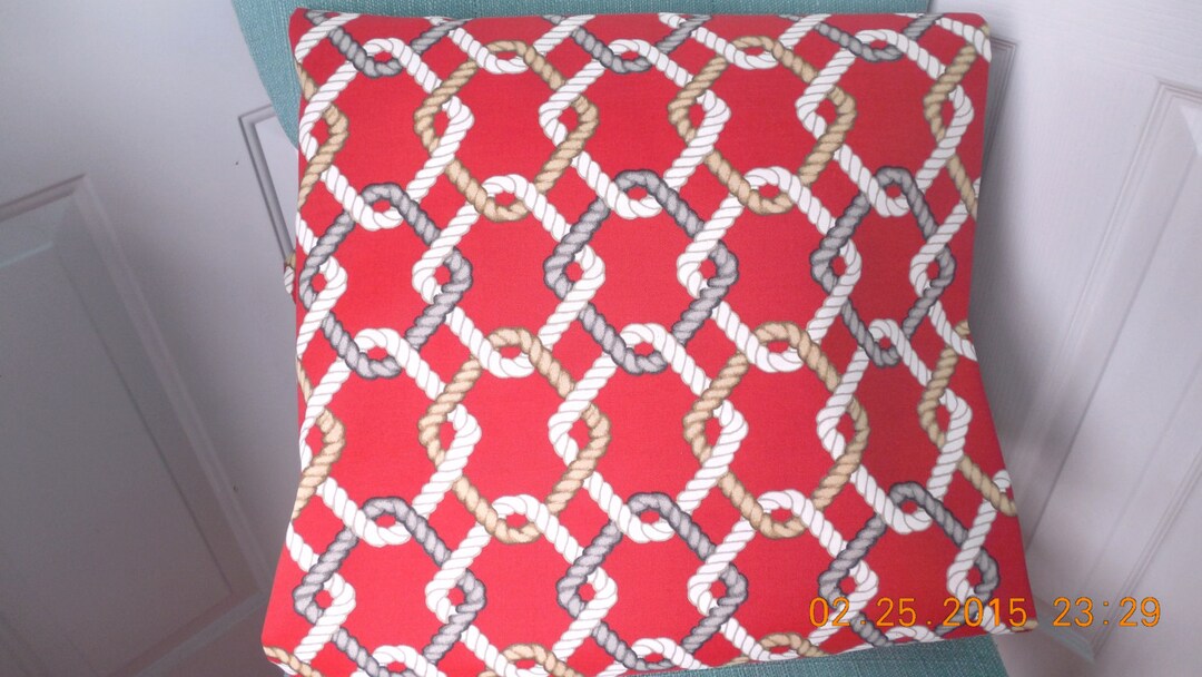 CLEARANCE Red Gray OUTDOOR Pillow Cover Nautical Rope Etsy