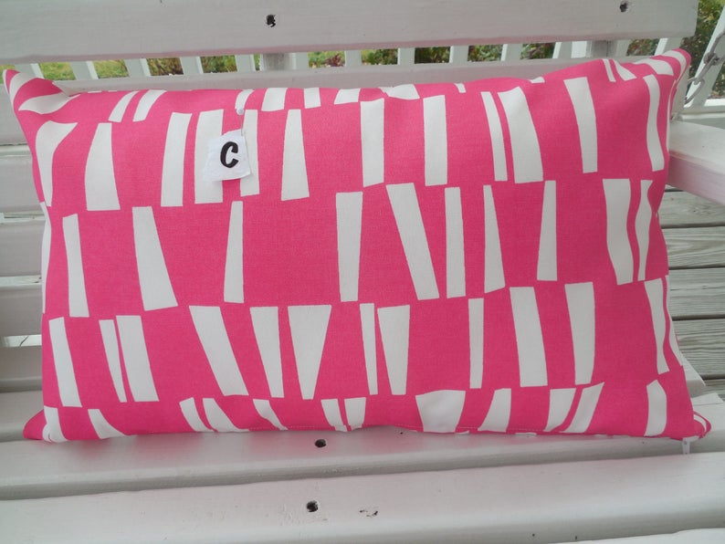 Clearance Outdoor Pillow Cover Hot Pink White Patio Porch