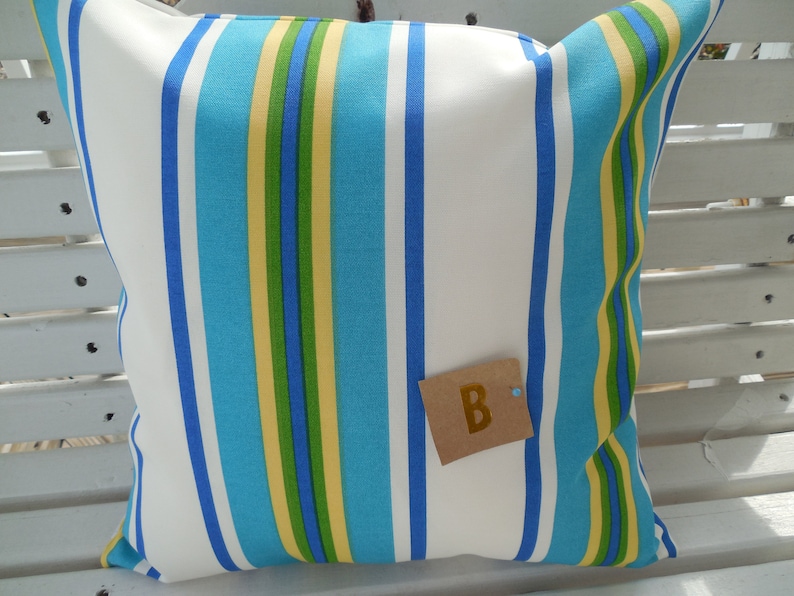 Stripe Outdoor Pillow Cover Patio Porch Decorative Accent Throw Pillow CoverGreen Blue Yellow