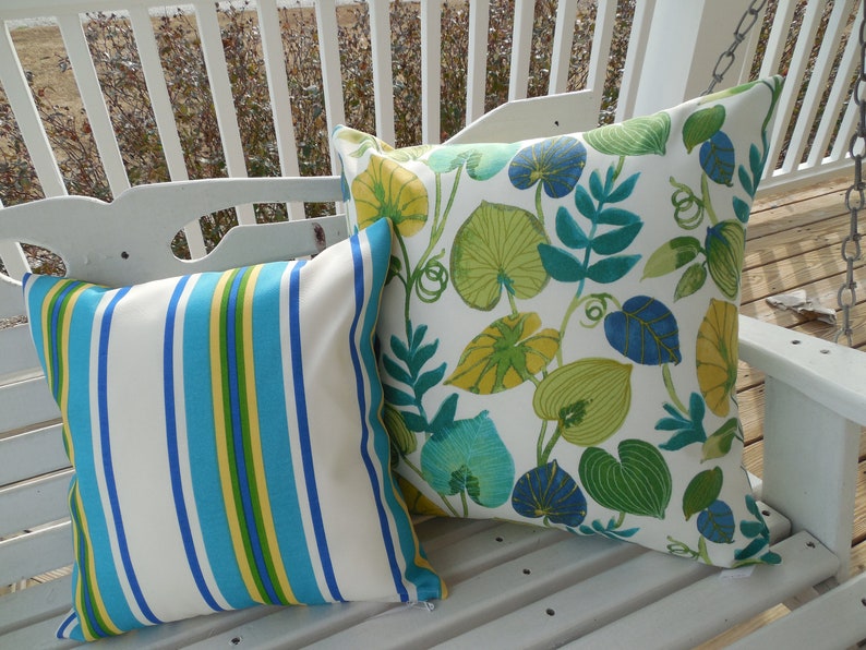 Stripe Outdoor Pillow Cover Patio Porch Decorative Accent Throw Pillow CoverGreen Blue Yellow