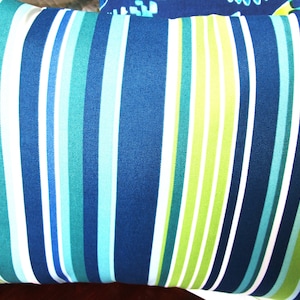 Stripe Outdoor Pillow Cover: Teal, Blue & Green Patio Decor