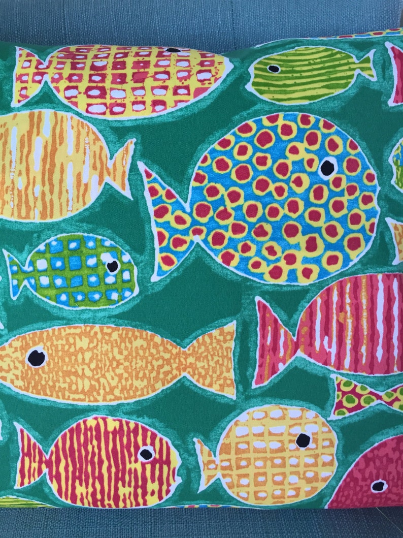 Nautical Fish Outdoor Pillow Cover Patio Porch Coastal Etsy