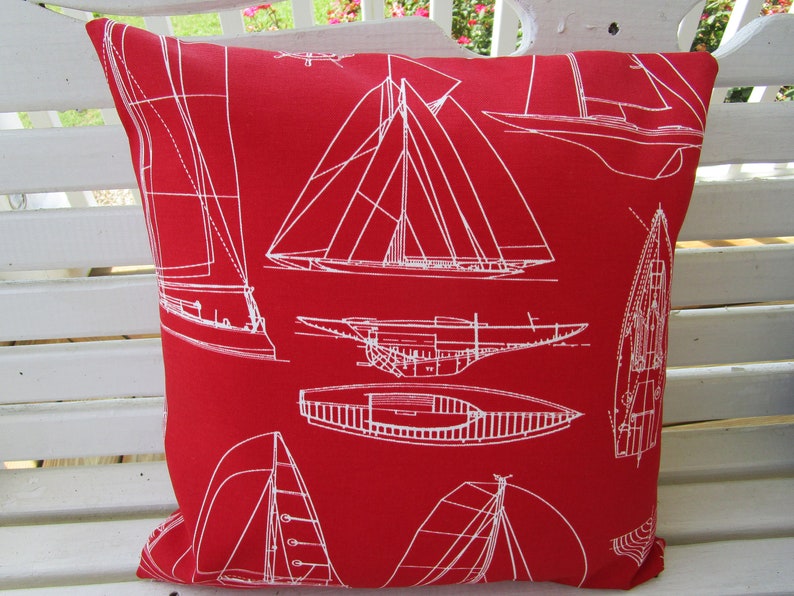 Coastal Red OUTDOOR Pillow Cover Nautical Sailboat Beach Patio Etsy