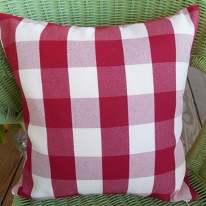 Buffalo Check Christmas Pillow Cover: Red and White Plaid Outdoor Decor