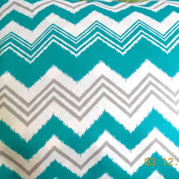 CLEARANCE OUTDOOR Pillow Cover Chevron Patio Porch Decorative Accent Throw TOSS Deck Chair Pillow Teal Turquoise Gray Zig Zag