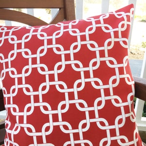 Christmas Outdoor Pillow Cover: Red Geometric Accent Toss Pillow