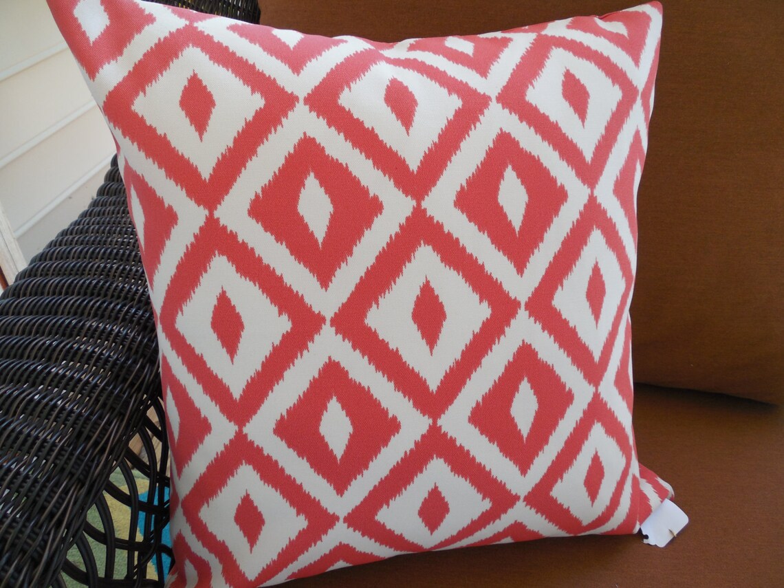 Coral Exterior Almohada Cubierta Diamante Patio Porche | Etsy