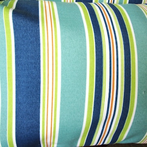 Stripe Outdoor Pillow Cover Decorative Patio Porch Toss Pillow Accent Throw Teal Blue Green