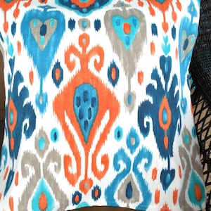 Navy Blue Ikat Outdoor Pillow Cover: Modern Patio Decor