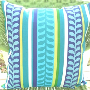 OUTDOOR Stripe Patio Pillow Cover Decorative Accent Throw Toss Pillow Navy Blue Turquoise Green