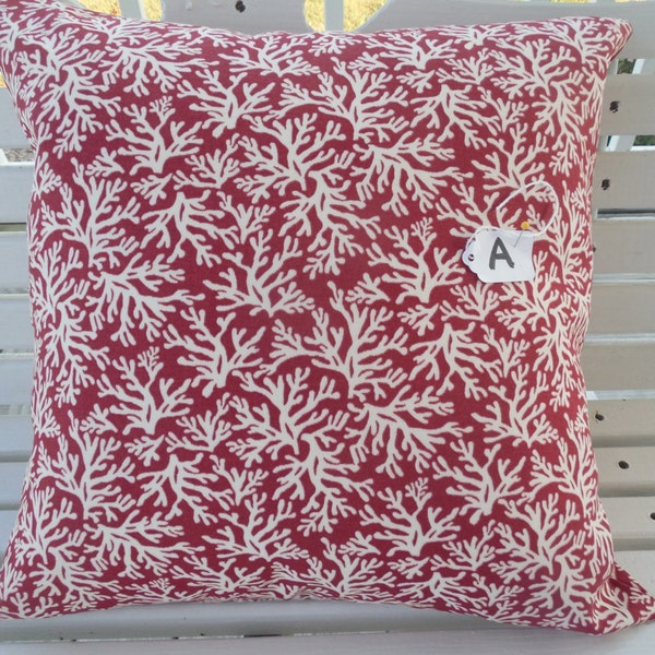 Beach Red OUTDOOR Pillow Cover Coral Coastal Patio Porch Decorative Throw TOSS Accent Pillow Cranberry CINNABAR