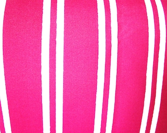 Pink Stripe Outdoor Pillow Cover: Fuchsia White Accent Cushion