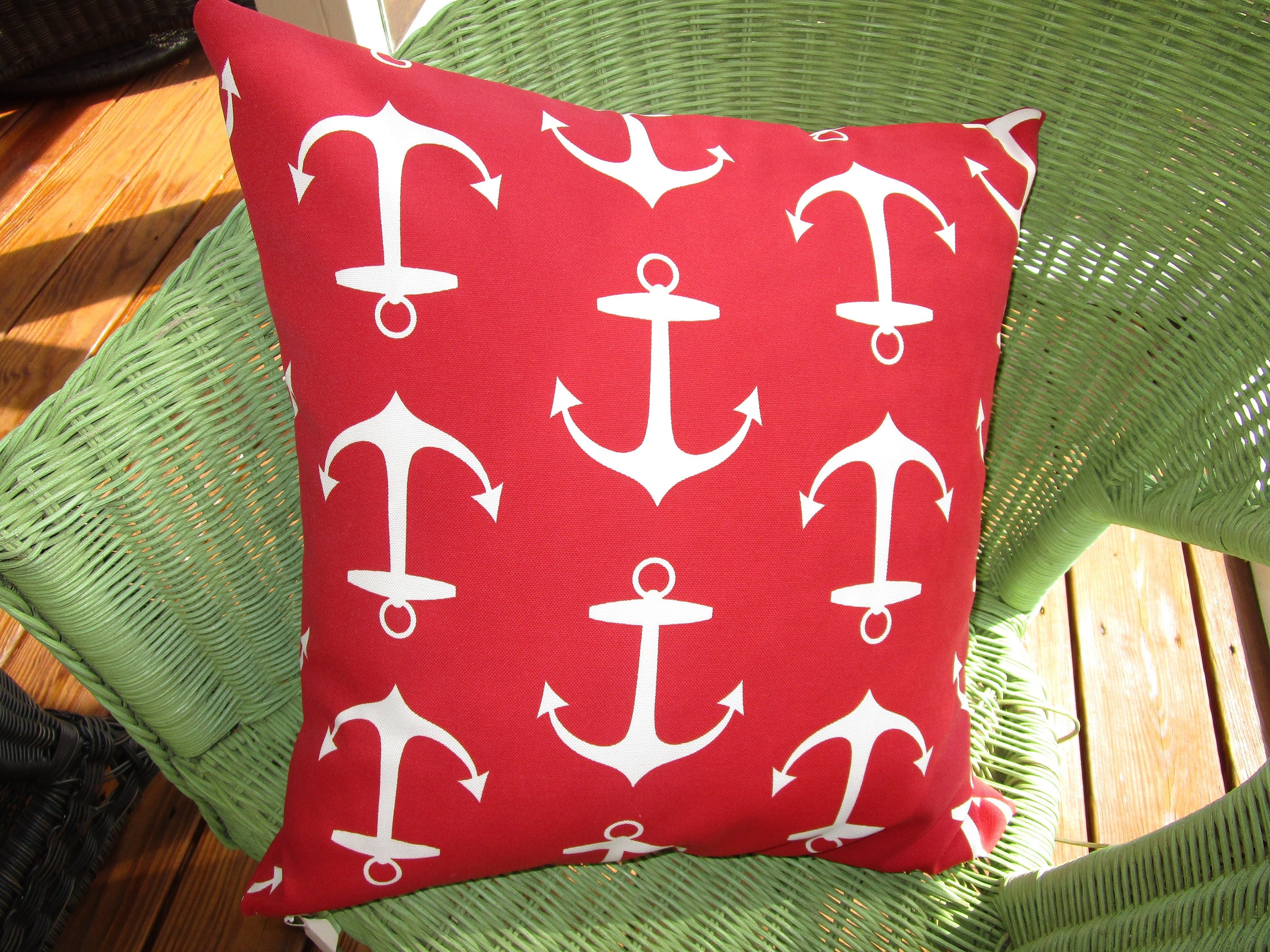 Rustic Beach Anchor & Rope Burlap Pillow Set