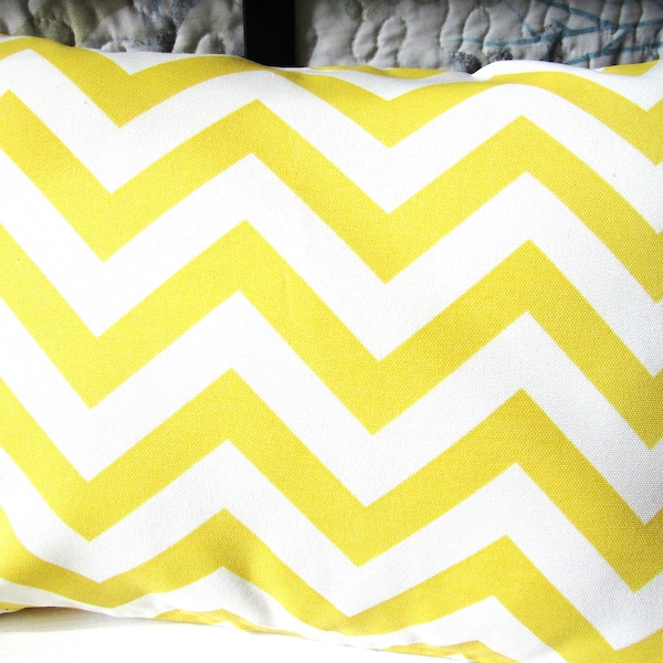 CLEARANCE Yellow OUTDOOR Patio Porch Decorative Accent Throw Toss Pillow Cover Spring Yellow Chevron Zig Zag Pattern