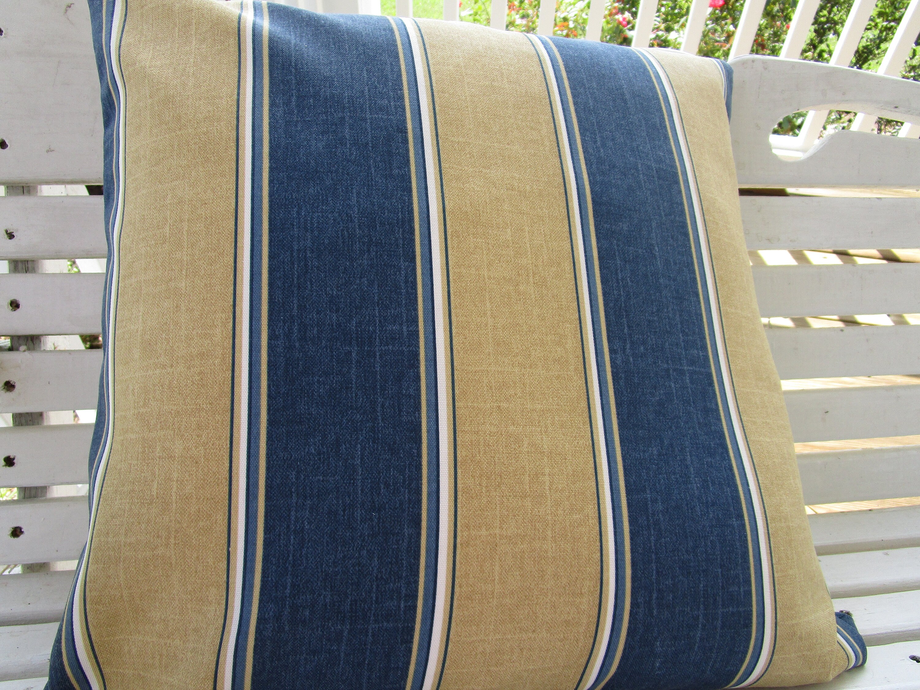 Azul Tan al aire libre almohada cubierta de la cara del patio | Etsy