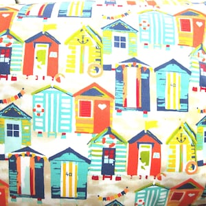 Beach Hut Outdoor Pillow Cover: Coastal Patio Deck Chair Decor