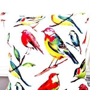 Spring Bird Pillow Cover: Colorful Outdoor Accent Toss Pillow