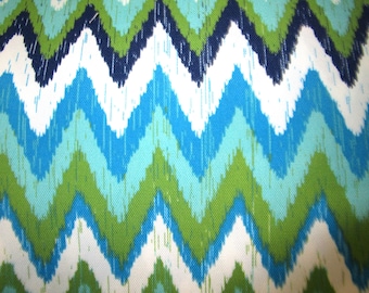 Outdoor Pillow Cover: Navy Teal Zig Zag Stripe, Patio Accent Decor